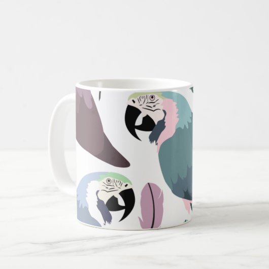 Modern Parrots Tropical Pattern  コーヒーマグカップ (正面左)