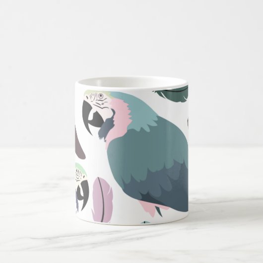 Modern Parrots Tropical Pattern  コーヒーマグカップ (中央)