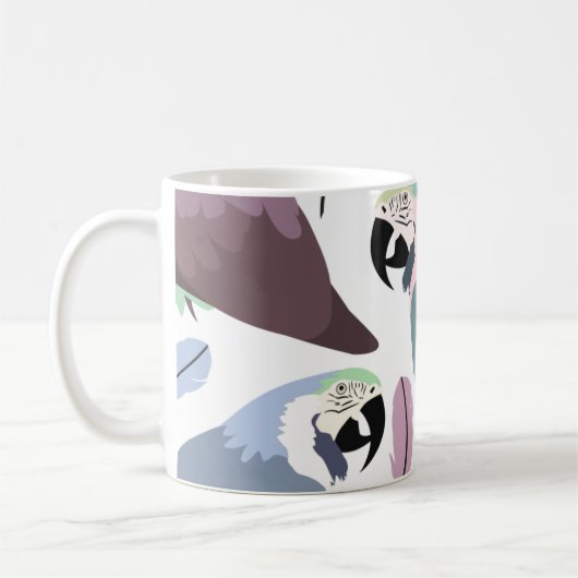 Modern Parrots Tropical Pattern コーヒーマグカップ (左)