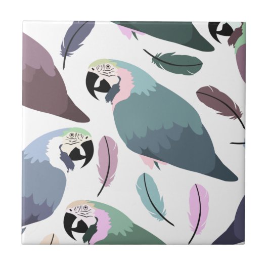 Modern Parrots Tropical Pattern  タイル (正面)