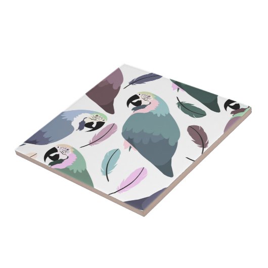 Modern Parrots Tropical Pattern  タイル (側面)