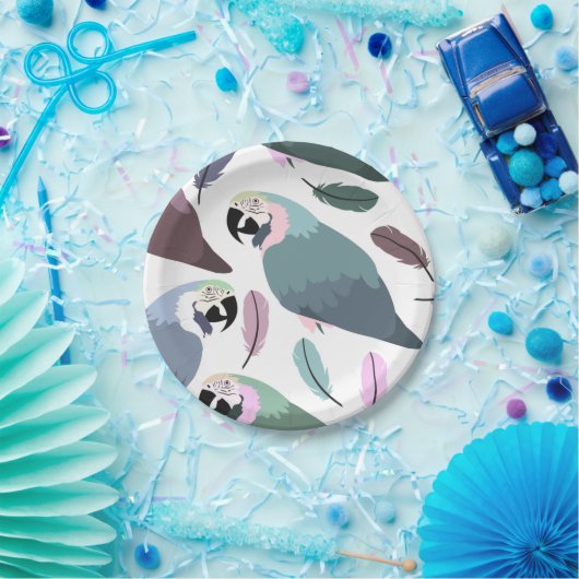 Modern Parrots Tropical Pattern  ペーパープレート (パーティー)