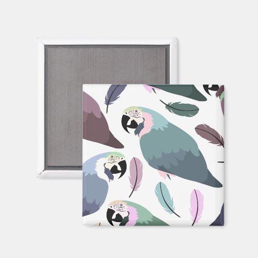 Modern Parrots Tropical Pattern  マグネット (正面/裏面)