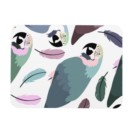 Modern Parrots Tropical Pattern  マグネット (横)