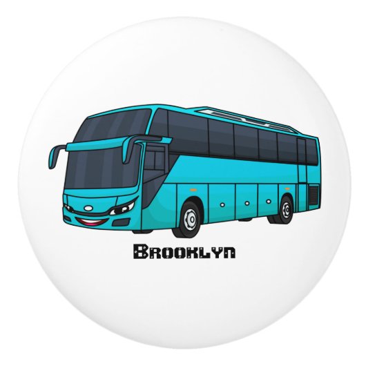Modern passenger bus cartoon illustration セラミックノブ (正面)