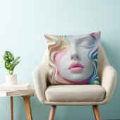 Modern Pastel Abstract 3D Face Art Throw Pillow クッション (椅子)