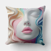 Modern Pastel Abstract 3D Face Art Throw Pillow クッション (正面)