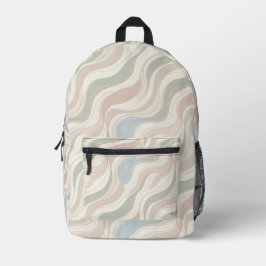Modern Pastel Abstract Waves Backpack プリントバックパック