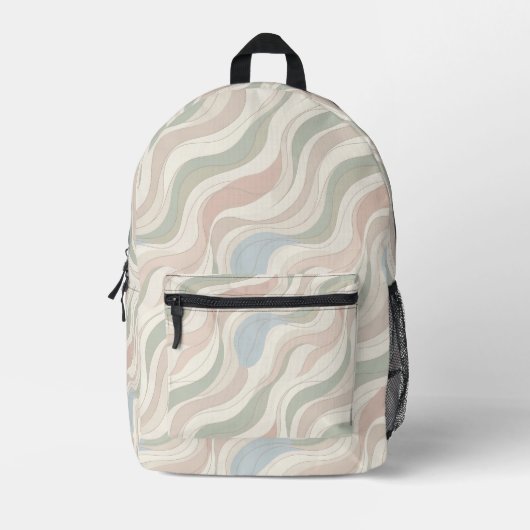 Modern Pastel Abstract Waves Backpack プリントバックパック (正面)