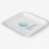 Modern Pastel Blue Balloon Baby Boy Shower Party ペーパープレート (傾斜あり)