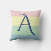 Modern Pastel Color Block Initial & Custom Name  クッション (裏面)