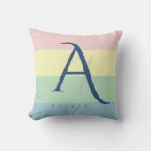 Modern Pastel Color Block Initial & Custom Name  クッション (正面)
