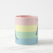 Modern Pastel Color Block Initial & Custom Name  マグカップ (中央)