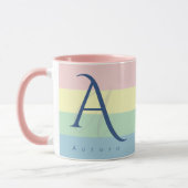 Modern Pastel Color Block Initial & Custom Name  マグカップ (左)
