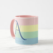 Modern Pastel Color Block Initial & Custom Name  マグカップ (正面左)