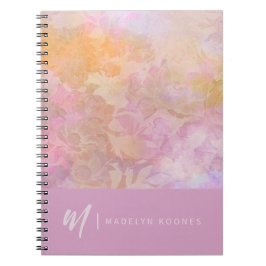 Modern Pastel Floral Pattern Monogram ノートブック