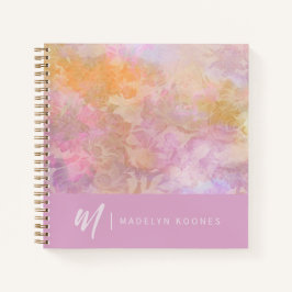 Modern Pastel Floral Pattern Monogrammed Notebook ノートブック