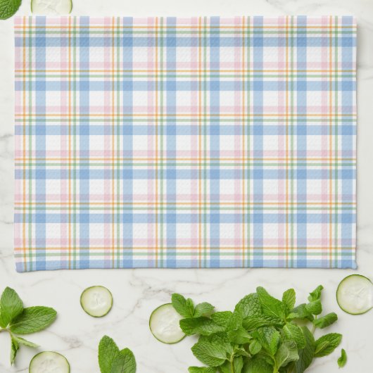Modern Pastel Gingham キッチンタオル (折り畳み)
