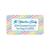 Modern Pastel Gingham Rainbow Baby Shower Party ラベル (正面)