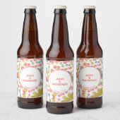 Modern Pastel Graphic Butterfly Pattern ビールラベル (ボトル)