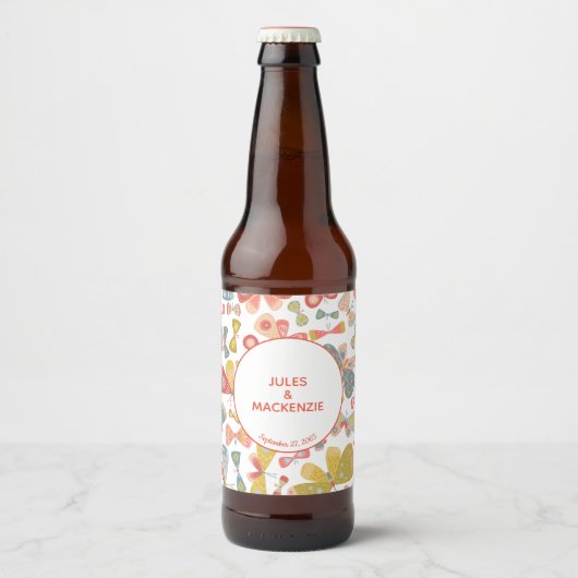 Modern Pastel Graphic Butterfly Pattern ビールラベル (正面)