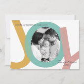 Modern Pastel JOY Photo Minimal Christmas シーズンカード (正面)