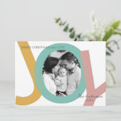 Modern Pastel JOY Photo Minimal Christmas シーズンカード (スタンド正面)