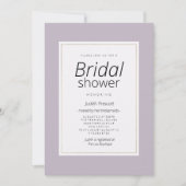 Modern pastel lavender minimalist Bridal Shower 招待状 (正面)