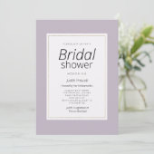 Modern pastel lavender minimalist Bridal Shower 招待状 (スタンド正面)