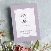Modern pastel lavender minimalist Save the Date 招待状