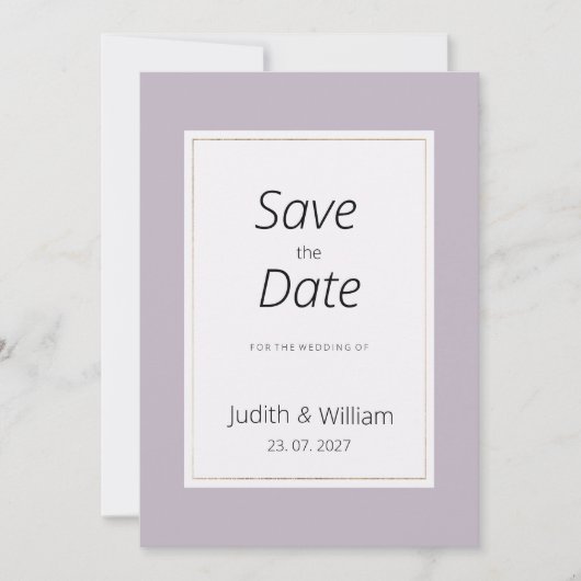 Modern pastel lavender minimalist Save the Date 招待状 (正面)