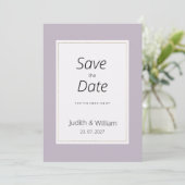Modern pastel lavender minimalist Save the Date 招待状 (スタンド正面)