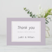 Modern pastel lavender minimalist theme Thank You 招待状 (スタンド正面)