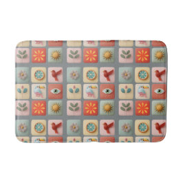 Modern Pastel Nature Icons バスマット