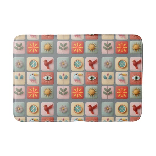 Modern Pastel Nature Icons バスマット (正面)