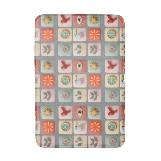 Modern Pastel Nature Icons バスマット (正面縦)