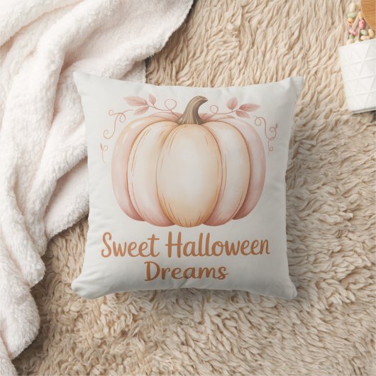 Modern Pastel Orange Halloween Pumpkin クッション (ブランケット)