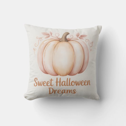 Modern Pastel Orange Halloween Pumpkin クッション (正面)