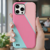 Modern Pastel Pink & Blue Abstract Monogrammed  Case-Mate iPhoneケース
