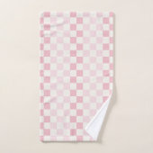 Modern Pastel Pink Checkerboard Check Pattern  バスタオルセット (ハンドタオル)