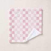Modern Pastel Pink Checkerboard Check Pattern  バスタオルセット (ウォッシュタオル)