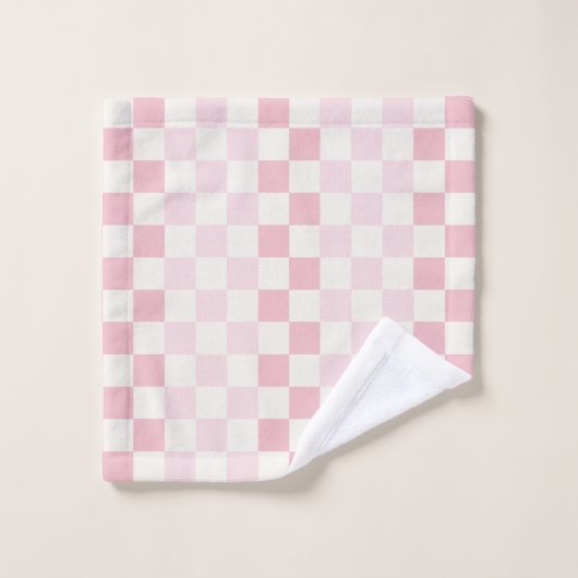 Modern Pastel Pink Checkerboard Check Pattern  バスタオルセット (ウォッシュタオル)