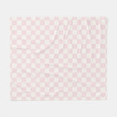 Modern Pastel Pink  Checks Pattern Fleece Blanket フリースブランケット (正面(横))