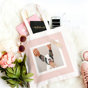 Modern Pastel Pink Frame   Personal Dog Photo トートバッグ