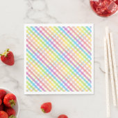 Modern Pastel Plaid Rainbow Baby Shower Party スタンダードランチョンナプキン (インサイチュ)