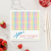 Modern Pastel Plaid Rainbow Baby Shower Party スタンダードランチョンナプキン (インサイチュ)