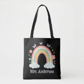 Modern Pastel Rainbow Personalized Teacher Gift トートバッグ (正面)