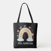 Modern Pastel Rainbow Personalized Teacher Gift トートバッグ (裏面)