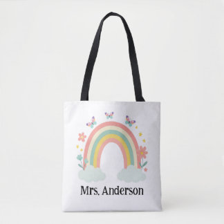 Modern Pastel Rainbow Personalized Teacher Gift トートバッグ