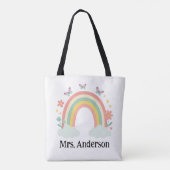 Modern Pastel Rainbow Personalized Teacher Gift トートバッグ (裏面)